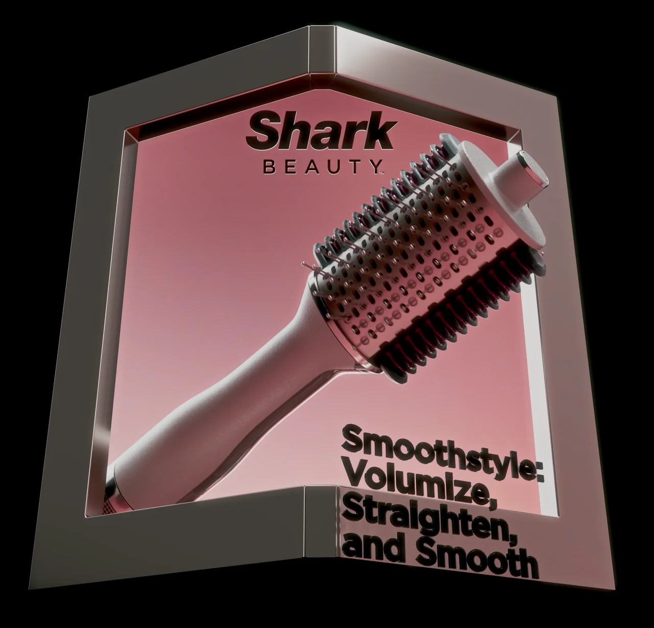 Shark Beauty product animation on a corner billboard